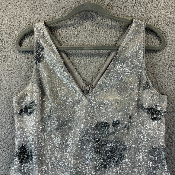 Ralph Lauren Sequin Dress 6 Glam MOB Cocktail Formal Floral Sheath Sleeveless - Picture 4 of 12
